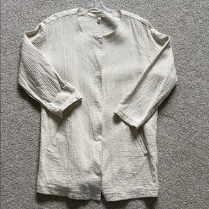 Eileen fisher linen Cream Button-Up Cardigan